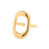 Wholesale Fashionable Hollow Geometric Rectangular Stainless Steel Ring With 18K Gold Electroplating For Women