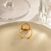 Wholesale Fashionable Hollow Geometric Rectangular Stainless Steel Ring With 18K Gold Electroplating For Women