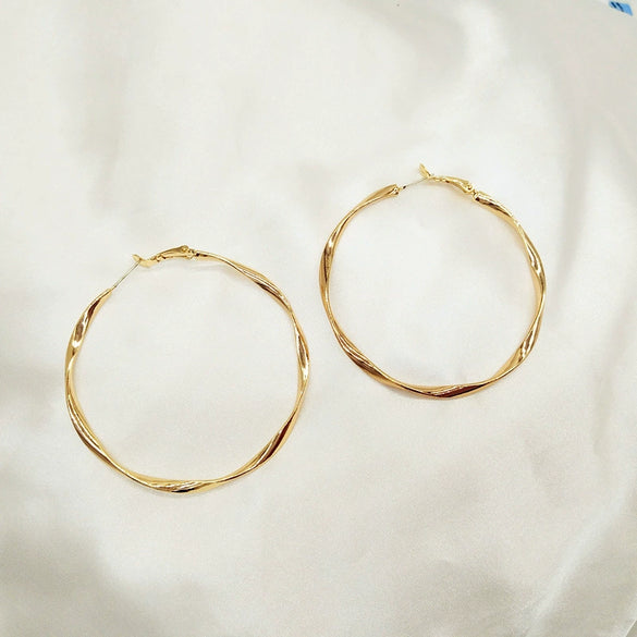 Wholesale Fashionable Light Luxury Niche Temperament Big Ring Earrings Copper Geometric Gold Inlaid