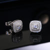 Wholesale Fashionable Micropaved White Zircon Retro Square Double Earrings For Women Copper Geometric