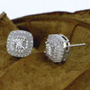 Wholesale Fashionable Micropaved White Zircon Retro Square Double Earrings For Women Copper Geometric