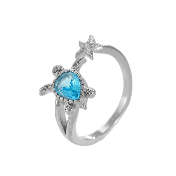 Wholesale Fashionable Ocean Series Turtle Copper Ring Electroplated For Women