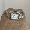 Wholesale Fashionable Rectangular Metal And Stainless Steel Chain Watch With Roman Scale And Printed Logo