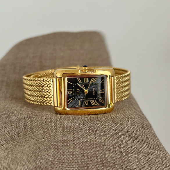 Wholesale Fashionable Rectangular Metal And Stainless Steel Chain Watch With Roman Scale And Printed Logo
