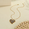 Wholesale Fashionable Retro Leopard Print Heartshaped Stainless Steel Electroplated Women's Pendant Necklace