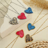 Wholesale Fashionable Retro Leopard Print Heartshaped Stainless Steel Electroplated Women's Pendant Necklace