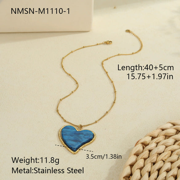 Wholesale Fashionable Retro Leopard Print Heartshaped Stainless Steel Electroplated Women's Pendant Necklace