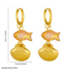 Wholesale Fashionable Simple Creative Design Goldplated Animal Zodiac Scallop Phantom Goldfish Pendant Round Stainless Steel Earrings