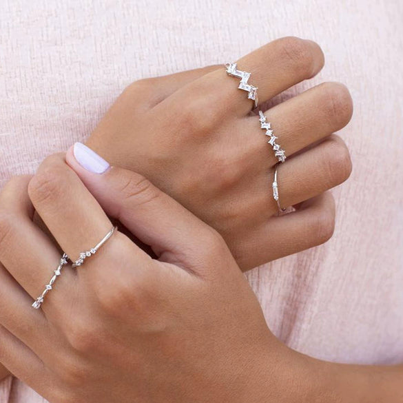 Wholesale Fashionable Simple Diamondencrusted Copper Ring With Geometric Design And Electroplating For Women