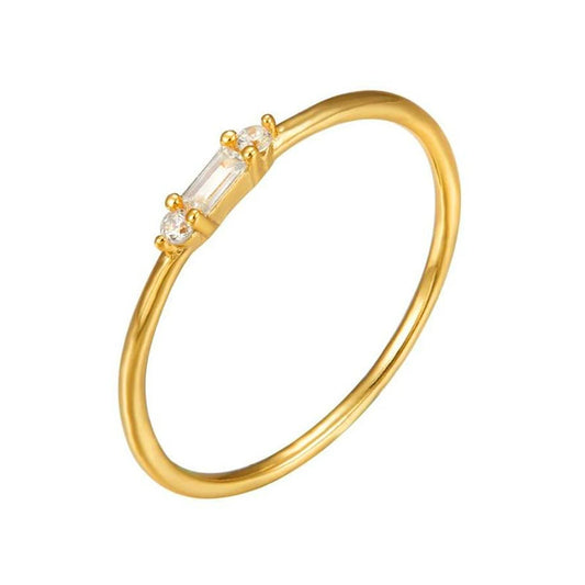 Wholesale Fashionable Simple Diamondencrusted Copper Ring With Geometric Design And Electroplating For Women