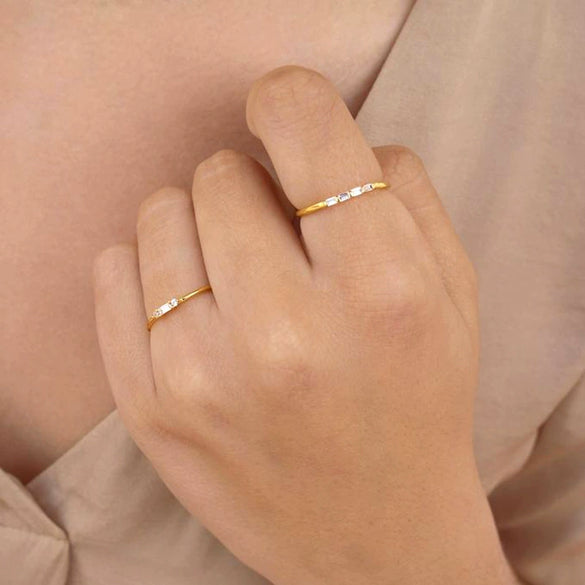 Wholesale Fashionable Simple Diamondencrusted Copper Ring With Geometric Design And Electroplating For Women
