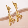 Wholesale Fashionable Simple Exaggerated Stainless Steel Flower Geometric Glossy Earrings With Stamping