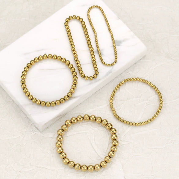 Wholesale Fashionable Stacked Bead Bracelets In Simple Hiphop Style Titanium Steel Geometric Electroplated