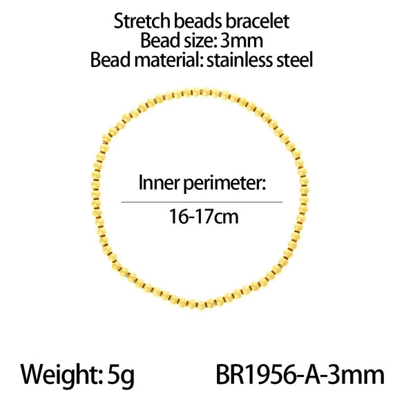 Wholesale Fashionable Stacked Bead Bracelets In Simple Hiphop Style Titanium Steel Geometric Electroplated