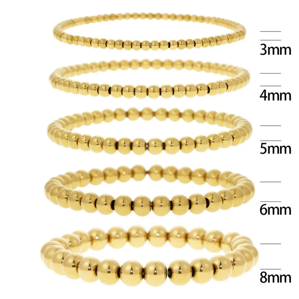 Wholesale Fashionable Stacked Bead Bracelets In Simple Hiphop Style Titanium Steel Geometric Electroplated