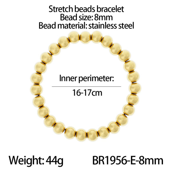 Wholesale Fashionable Stacked Bead Bracelets In Simple Hiphop Style Titanium Steel Geometric Electroplated