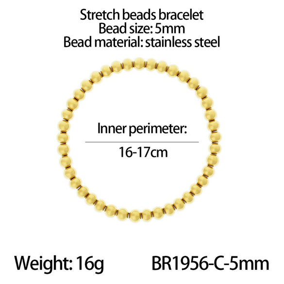 Wholesale Fashionable Stacked Bead Bracelets In Simple Hiphop Style Titanium Steel Geometric Electroplated