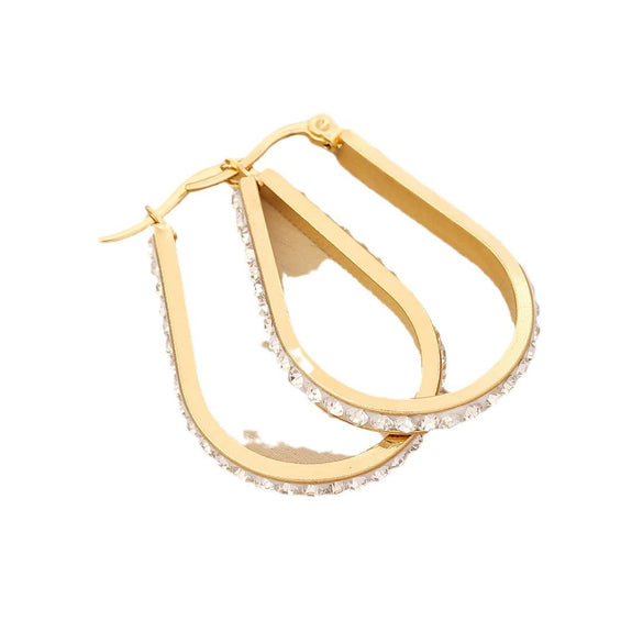 Wholesale Fashionable Stainless Steel Earrings With Heart Drop Shaped And Star Patterns Full Of Diamonds For Women