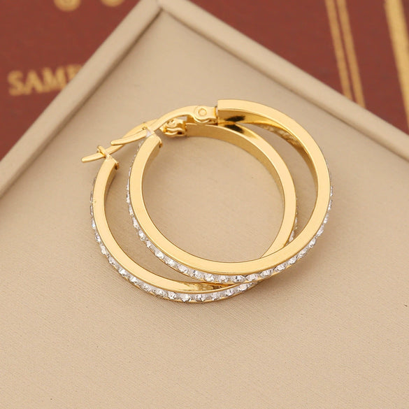 Wholesale Fashionable Stainless Steel Earrings With Heart Drop Shaped And Star Patterns Full Of Diamonds For Women