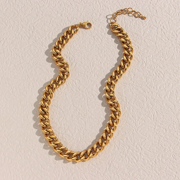 Wholesale Fashionable Stainless Steel Geometric Exaggerated Thick Clavicle Chain Necklace With Electroplating