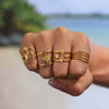 Wholesale Fashionable 316L Stainless Steel Ring With Geometric Pattern 18K Gold Plated