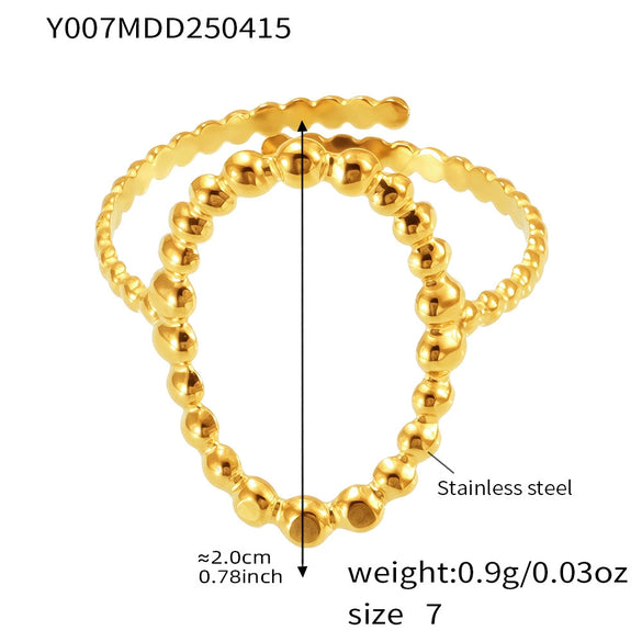 Wholesale Fashionable 316L Stainless Steel Ring With Geometric Pattern 18K Gold Plated