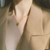Wholesale Fashionable Sweet Electroplated Titanium Steel Round Beads Heart Shape Pendant Necklace For Women