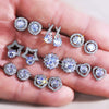 Wholesale Fashionable Sweet Flower Zircon Earrings For Women Copper Plated White Gold