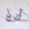 Wholesale Fashionable Sweet Flower Zircon Earrings For Women Copper Plated White Gold