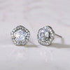 Wholesale Fashionable Sweet Flower Zircon Earrings For Women Copper Plated White Gold