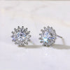 Wholesale Fashionable Sweet Flower Zircon Earrings For Women Copper Plated White Gold