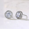 Wholesale Fashionable Sweet Flower Zircon Earrings For Women Copper Plated White Gold