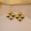 Wholesale Fashionable Temperament Retro Geometric Flower Hydraulic Electroplated Stainless Steel Earrings