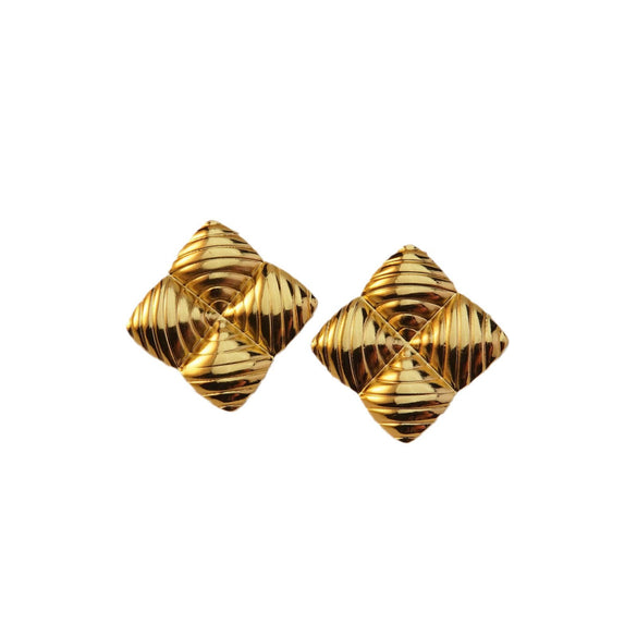 Wholesale Fashionable Temperament Retro Geometric Flower Hydraulic Electroplated Stainless Steel Earrings