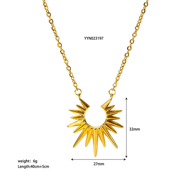 Wholesale Fashionable Titanium Steel Necklace With Sunflower Pendant And O Chain Vacuum Real Gold Electroplated In Pvd Furnace