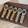 Wholesale Fashionable Women's Watch With Gold Steel Band Round Dial Diamond Studded Alloy Case Stainless Steel Buckle
