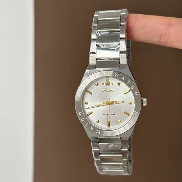 Wholesale Fashionable Women's Watch With Round Dial And Steel Band Made Of Metal