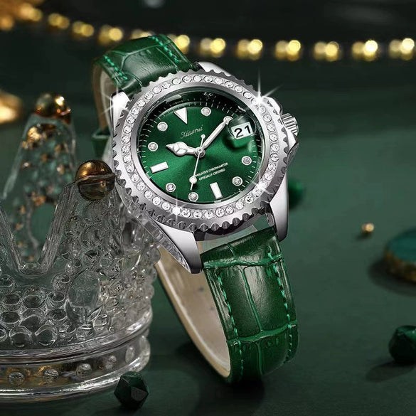 Wholesale Fashionable Women's Watches With Alloy Case And Strap Mineral Reinforced Glass Mirror Spiral Crown Doublesided Button Buckle Printed Logo Waterproof