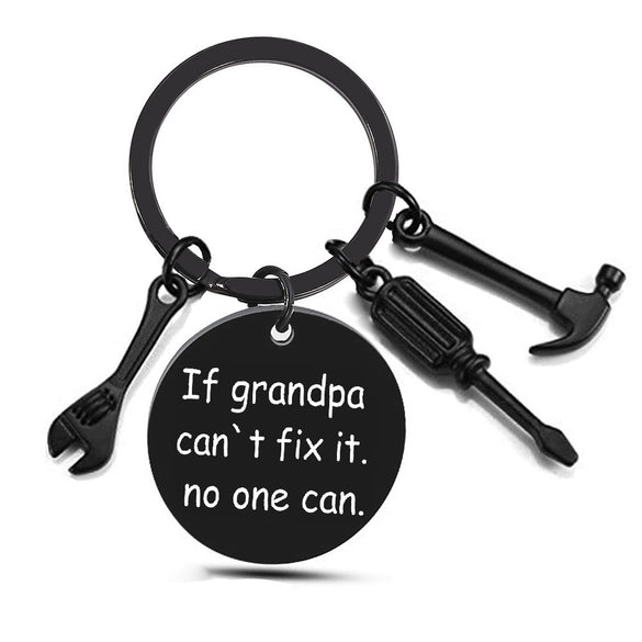 Wholesale Father's Day Keychain Stainless Steel Modern Art Round Hammer Screwdriver Wrench Tool Design