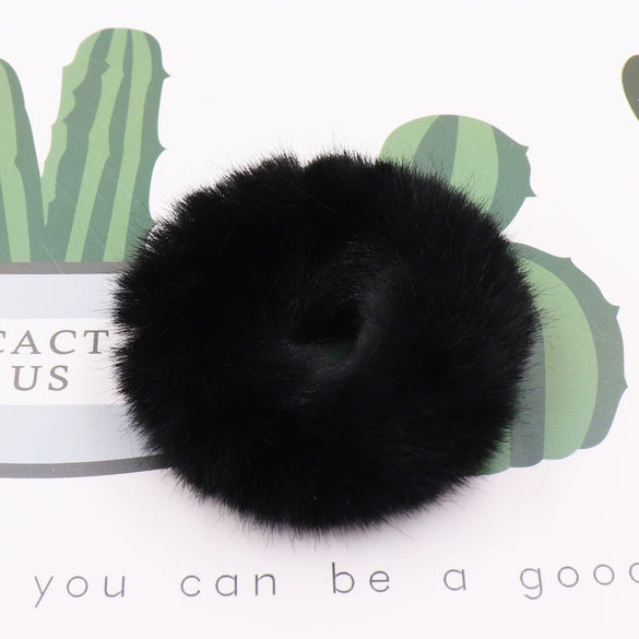 Wholesale Faux Mink Fur Handmade Minimalist Solid Color Hair Rope Hair Band Hair Tie Headdress For Autumn And Winter