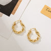 Wholesale Female Alloy Circle Earrings With Twisted Design And Geometric Pattern Electroplated