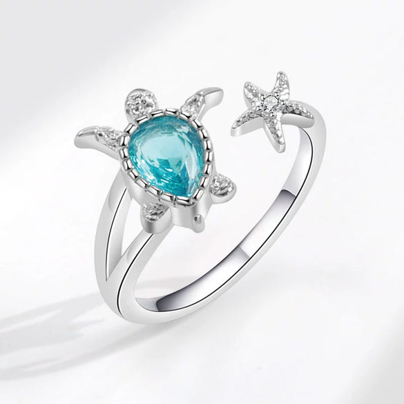 Wholesale Female Animal Geometric Copper Ring With Sapphire Zircon And Electroplating