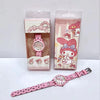 Wholesale Female Casual Alloy And Plastic Sanrio Kitty Heart Cartoon Quartz Watch With Spiral Crown And Pin Buckle