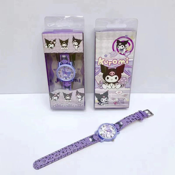 Wholesale Female Casual Alloy And Plastic Sanrio Kitty Heart Cartoon Quartz Watch With Spiral Crown And Pin Buckle