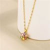 Wholesale Female Colored Diamond Flower Pendant Titanium Steel Necklace With Brass Pendant And Flower Pattern