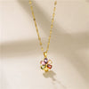 Wholesale Female Colored Diamond Flower Pendant Titanium Steel Necklace With Brass Pendant And Flower Pattern