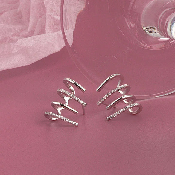 Wholesale Female Earrings S925 Sterling Silver With Arc Microinlaid Zircon