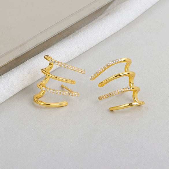 Wholesale Female Earrings S925 Sterling Silver With Arc Microinlaid Zircon