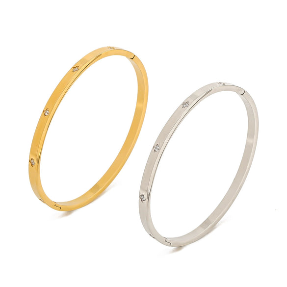 Wholesale Female Fashion Joker Zircon Stainless Steel Gold Plated Bracelet