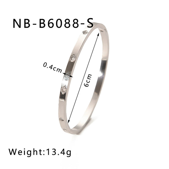 Wholesale Female Fashion Joker Zircon Stainless Steel Gold Plated Bracelet